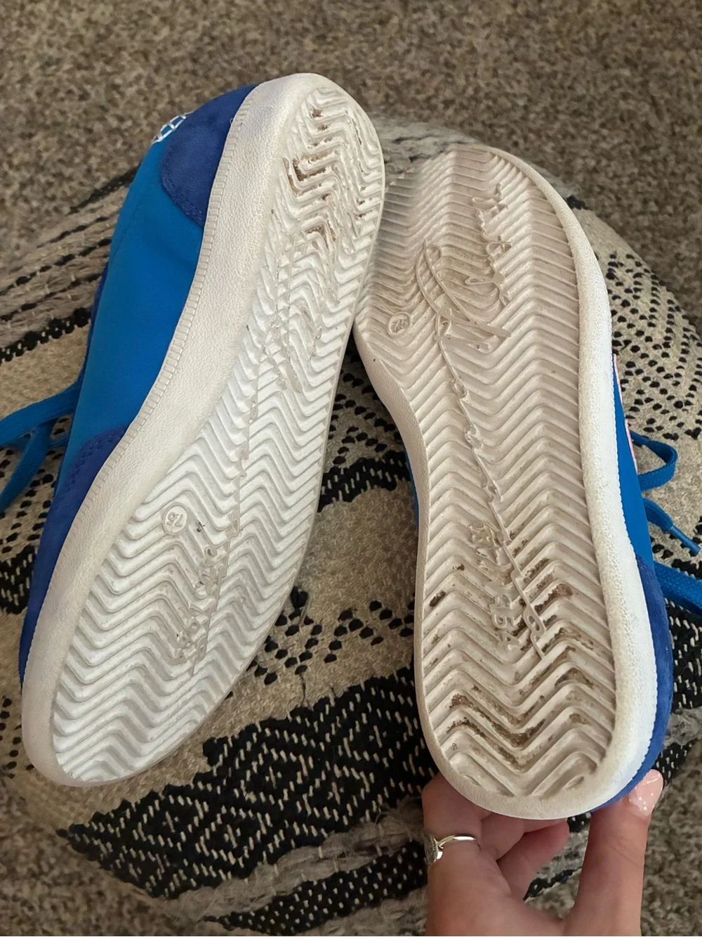 Vintage Havana Blue and Pink Lace-Up Sneakers